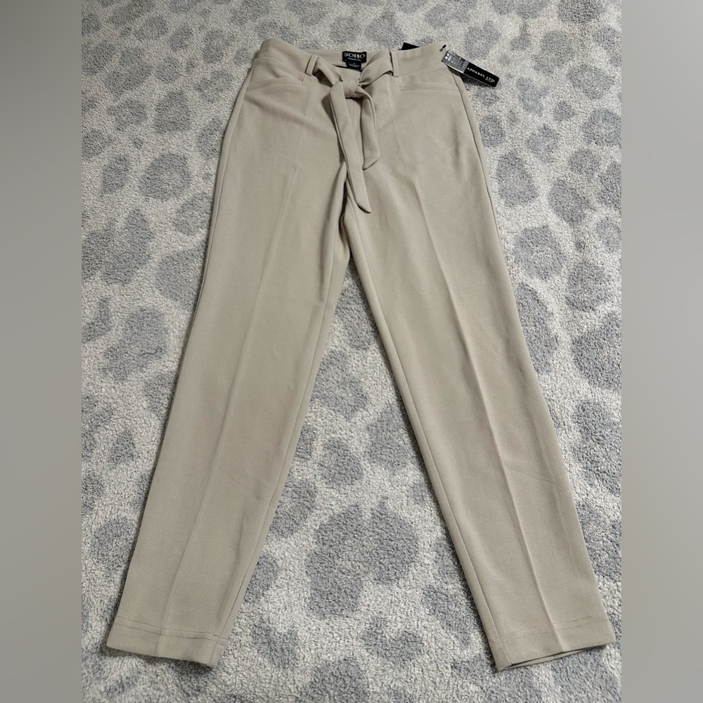 SOHO Tan Slacks with Tie Front